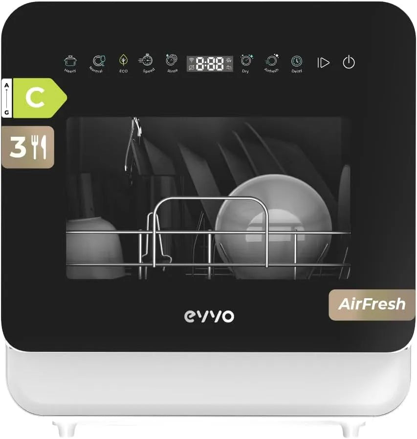 Vaatwasser, 6 programma's, EVVO Mini D Trip 3 Compacte, extra Air Fresh, led-touch-paneel, geen installatie
