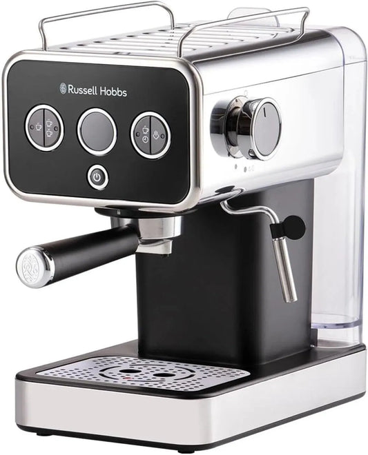 Russell Hobbs espressomachine, 15 Bar, roestvrijstalen behuizing, automatische werking, Distinctions RVS Zwart