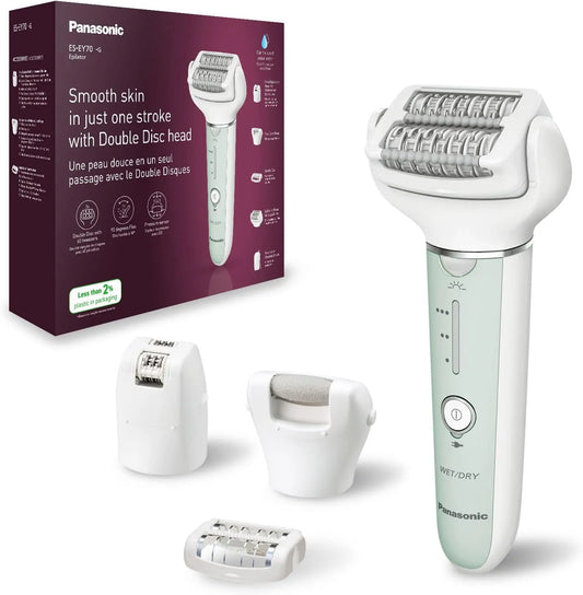 Panasonic ES-EY70-G503 epileerapparaat, 3 Snelheden, draadloos gebruik, nat en droog gebruik, Dubbele schijf met 60 Pincetten