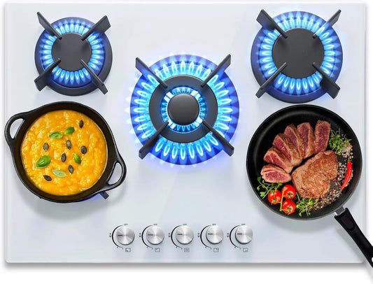Gaskookplaat, 10400 W, 70 cm, SNDOAS 5 vlammen, afzonderlijk regelbare gasbranders
