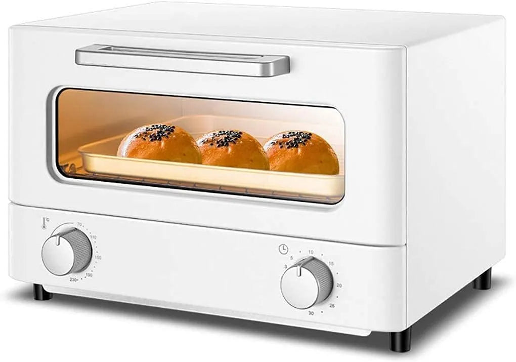Elektrische oven, 1000 W, timer, boven- en onderwarmte, heteluchtfunctie, 12 liter mini-oven, elektrisch fornuis en grill, kleine oven