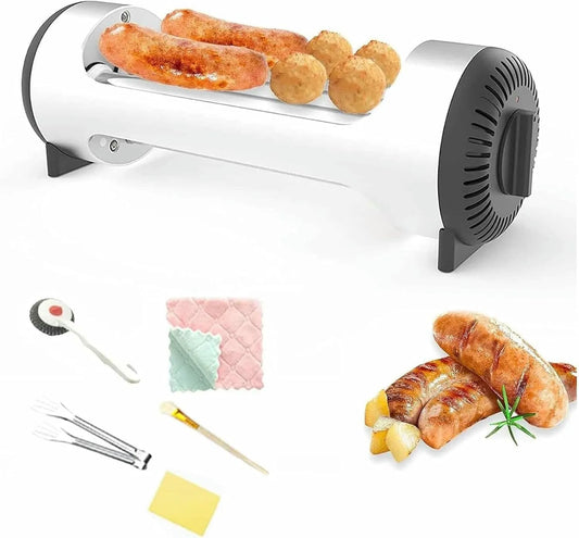 Roestvrijstalen hotdog roller grill, 4 capaciteit voor thuis en commercieel gebruik, aanrecht fornuis voor ontbijt worsten en eierrollen