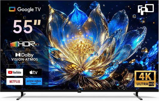 FPD 55 HDR 10 Smart TV, 55 Inch, Inch met Google TV, Google Cast, Dolby Vision en Dolby Atmos, MEMC voor vloeiende beelden