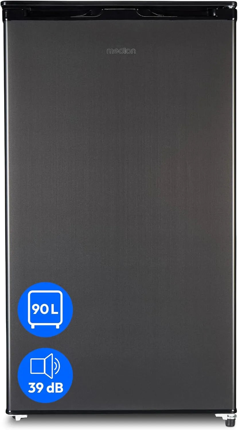 MD37690, MEDION Kühlschrank mit Eiswürfelfach, 90L Gesamt-Nutzinhalt 80L Kühlteil 10L Eiswürfelfach, transparente Gemüseschublade