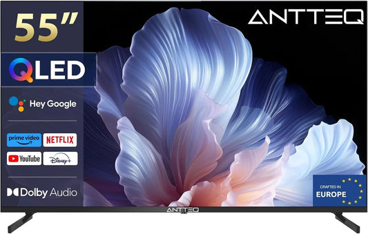 2.4F/5G Q55 QLED Smart TV, 140 cm, 55 inch, wifi-bediening, Bluetooth-connectiviteit, Antteq, Bluetooth Voice Assistant