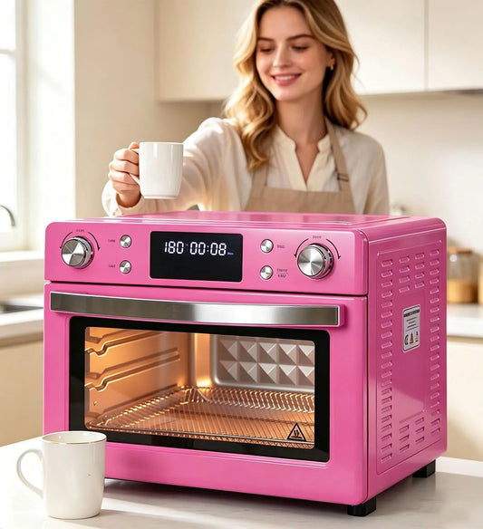 Elektrische oven, 1700W, digitaal display, heteluchtfunctie, Sublimatieoven 1700W, flessen en borden Pink