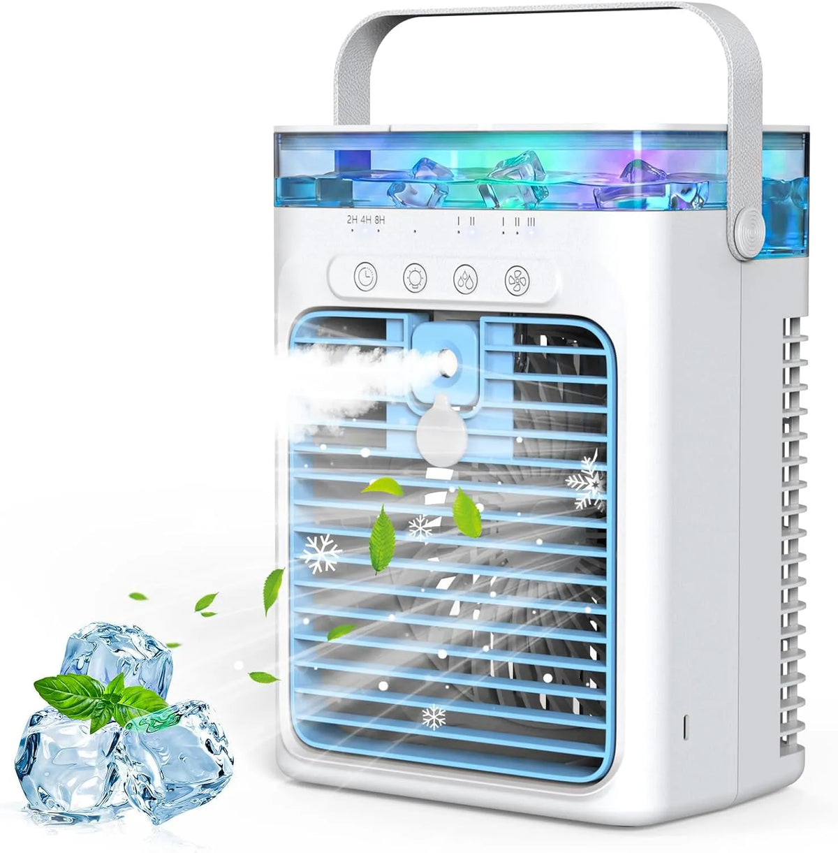 Airconditioner, 1000 ml, 3 snelheden, timer, Mobiele airconditioning zonder afvoerslang, 4-in-1 luchtkoeler met waterkoeling, 1000 ml watertank