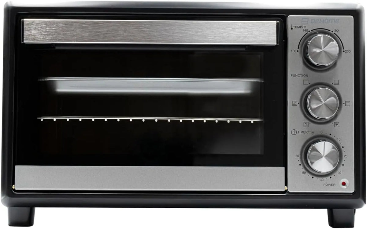 Elektrische oven, 60 min, timer, heteluchtfunctie, BEHOME met convectie, voor op tafel, temperatuur tot 230 graden, bakplaat en grilllifter inbegrepen