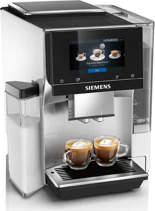 Siemens TQ715R03 EQ700 volautomatische koffiemachine, automatische werking, integral, 20 favoriete drankjes opslaan, geïntegreerde melkcontainer