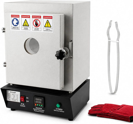Elektrische oven, 1500 W, digitaal display, 1150 °C digitaal display voor sieraden maken en laboratoriumgebruik, compact tafelbladontwerp