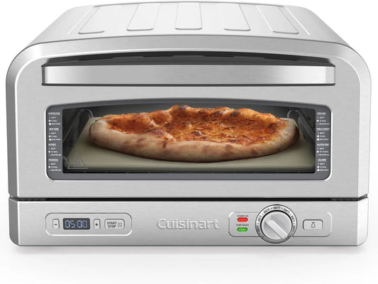 CPZ-120 pizzaoven, roestvrijstalen behuizing, Cuisinart Indoor Pizza Oven, Bak 12' Pizza's in Minuten, Draagbare Aanrecht Pizza Oven, Roestvrij Staal