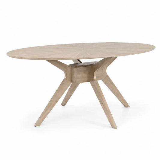 Mesa de comedor ovalada de madera de roble