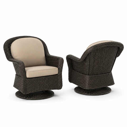 Sillas de Ratán Sintético con Cojines Beige Set de 2