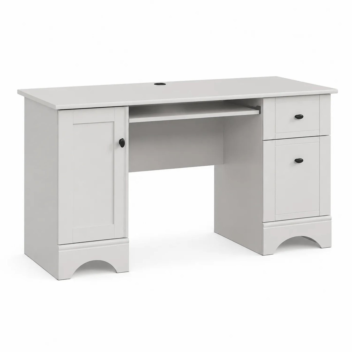Escritorio de MDF Blanco con 2 Cajones y Puerta