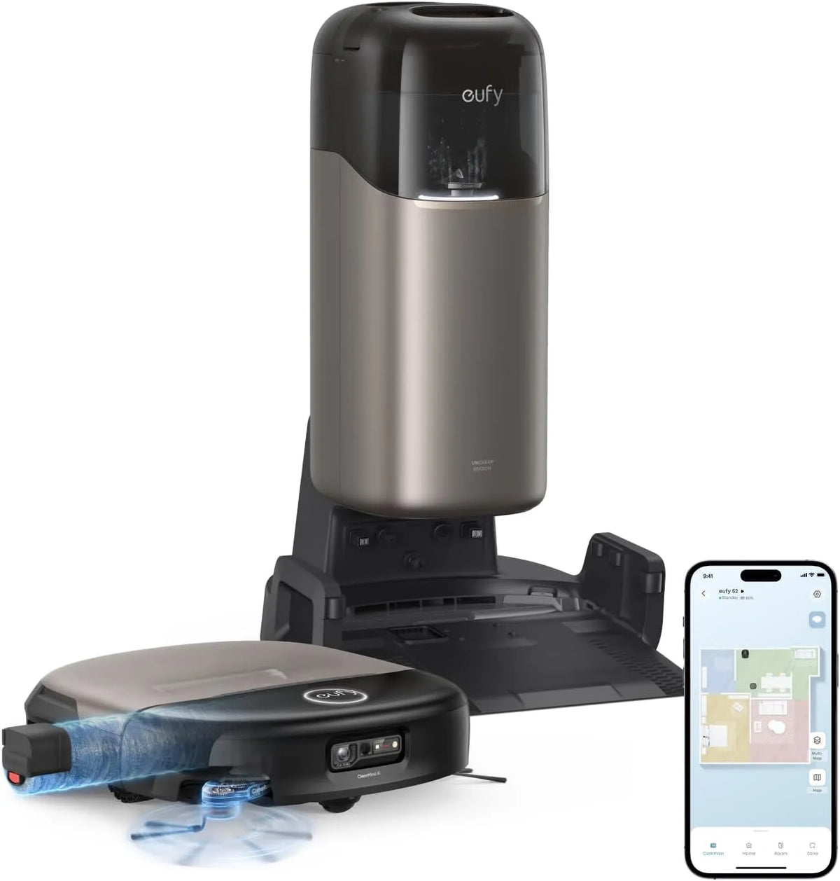 Robotstofzuiger, zuig- en dweilfunctie, eufy HydroJet S2, automatische reiniging met navigatie