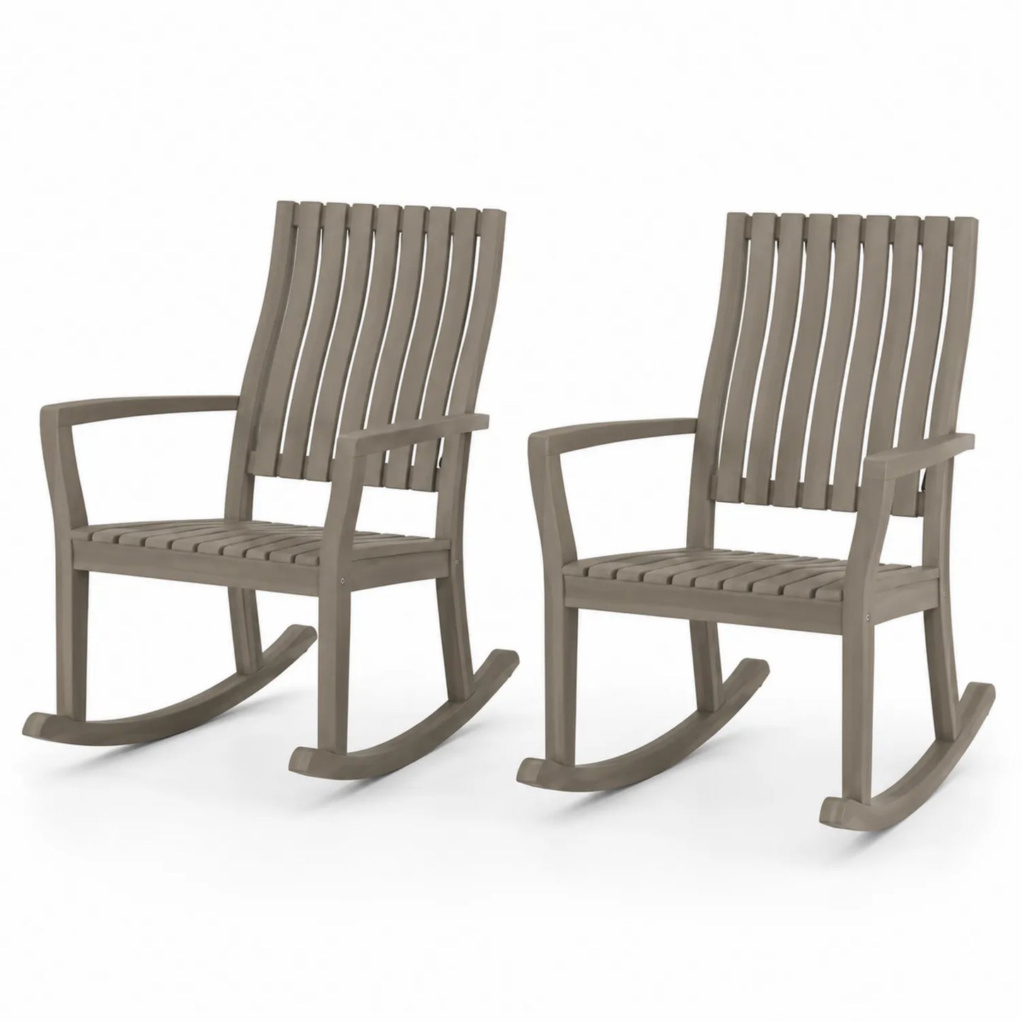 Conjunto de 2 mecedoras de jardín de polipropileno gris