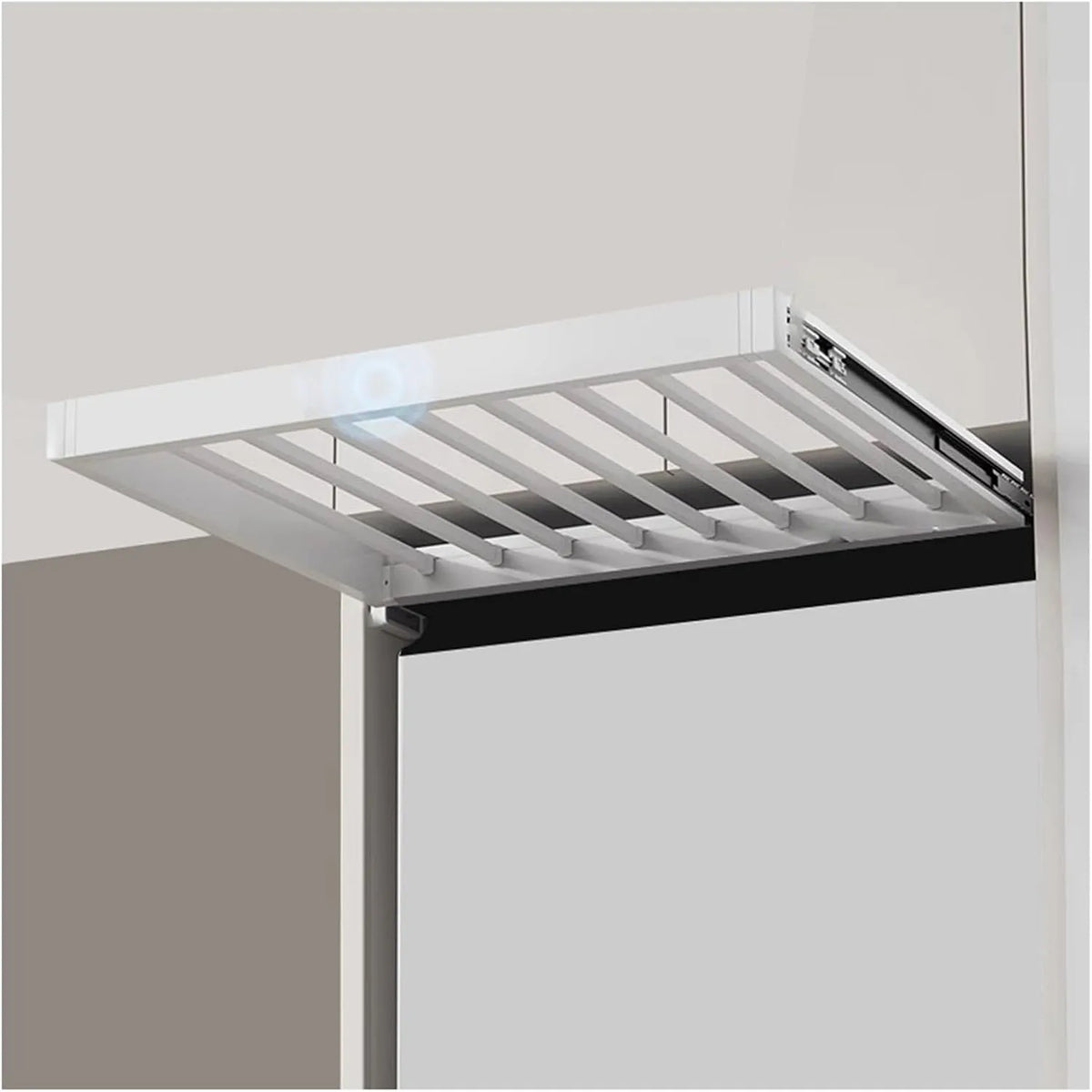 Wasmachine-opbergrek, 49x66, Verborgen droogrek, inbouw kledingkast uittrekbaar organizerrek, in breedte verstelbaar, 49x66-71cm