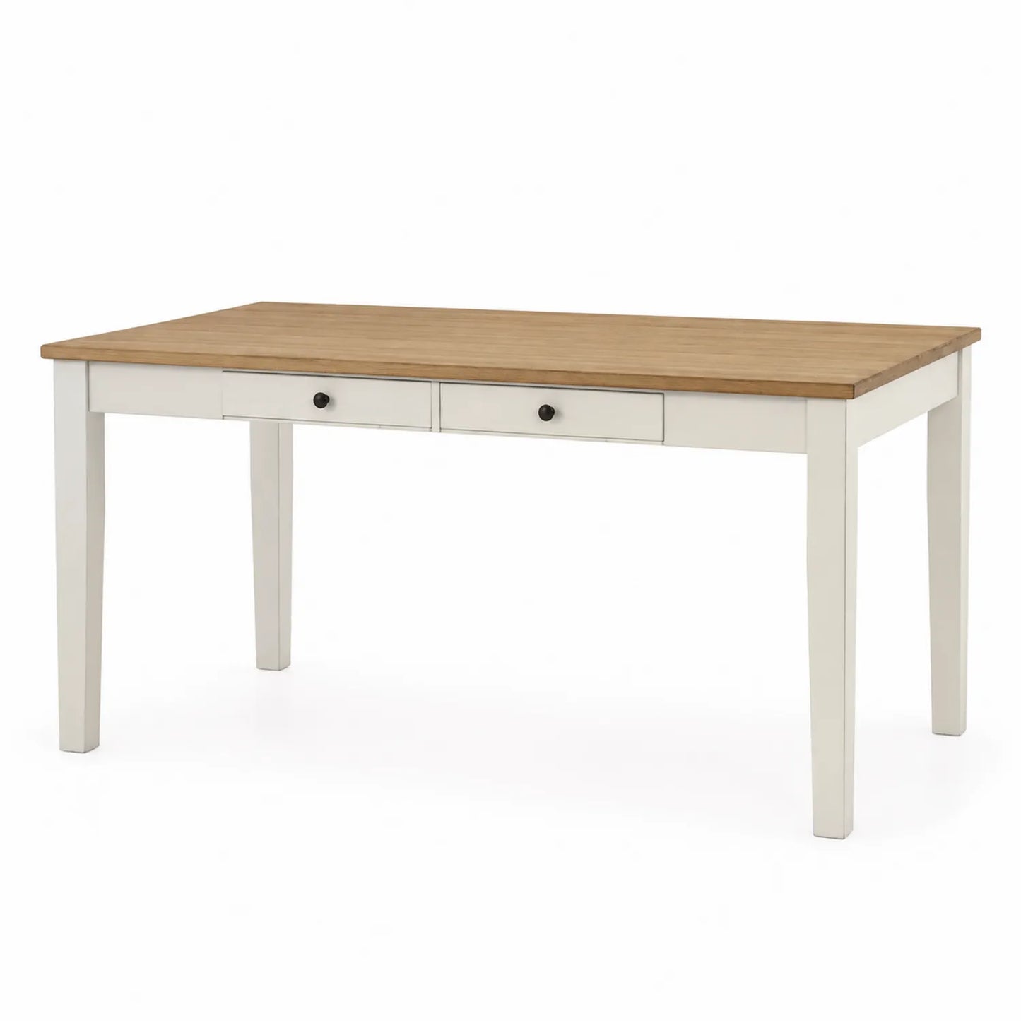 Mesa de comedor de madera y MDF blanco con cajones 150x90x75 cm