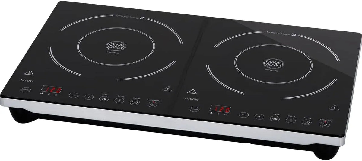 DIC3440ABS inductiekookplaat, 3400 W, 4,4 cm, 60 x 38 x 4,4 cm, digitaal display, Tarrington House Dubbele, Staal/Glas