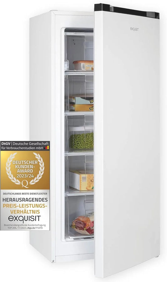 Exquisit GS145-051D vriezer, 145 l, 55 cm, Netto inhoud: 145 l, deuraanslag verwisselbaar, staand apparaat