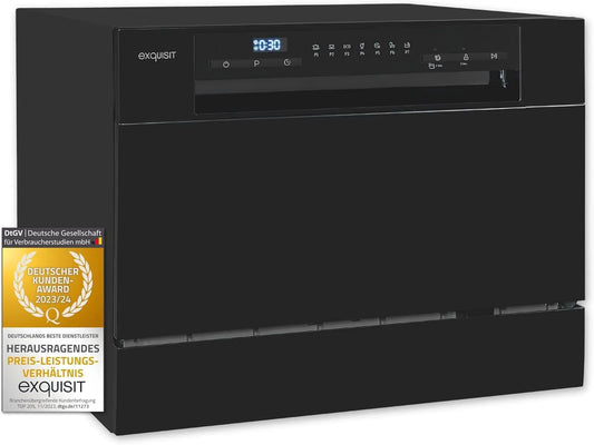 Exquisit vaatwasser, 55 cm, 50 cm, 43,8 x 55 x 50 cm, 7 programma's, Compacte, voor tafel, verbruik 49 kWh/100 cycli