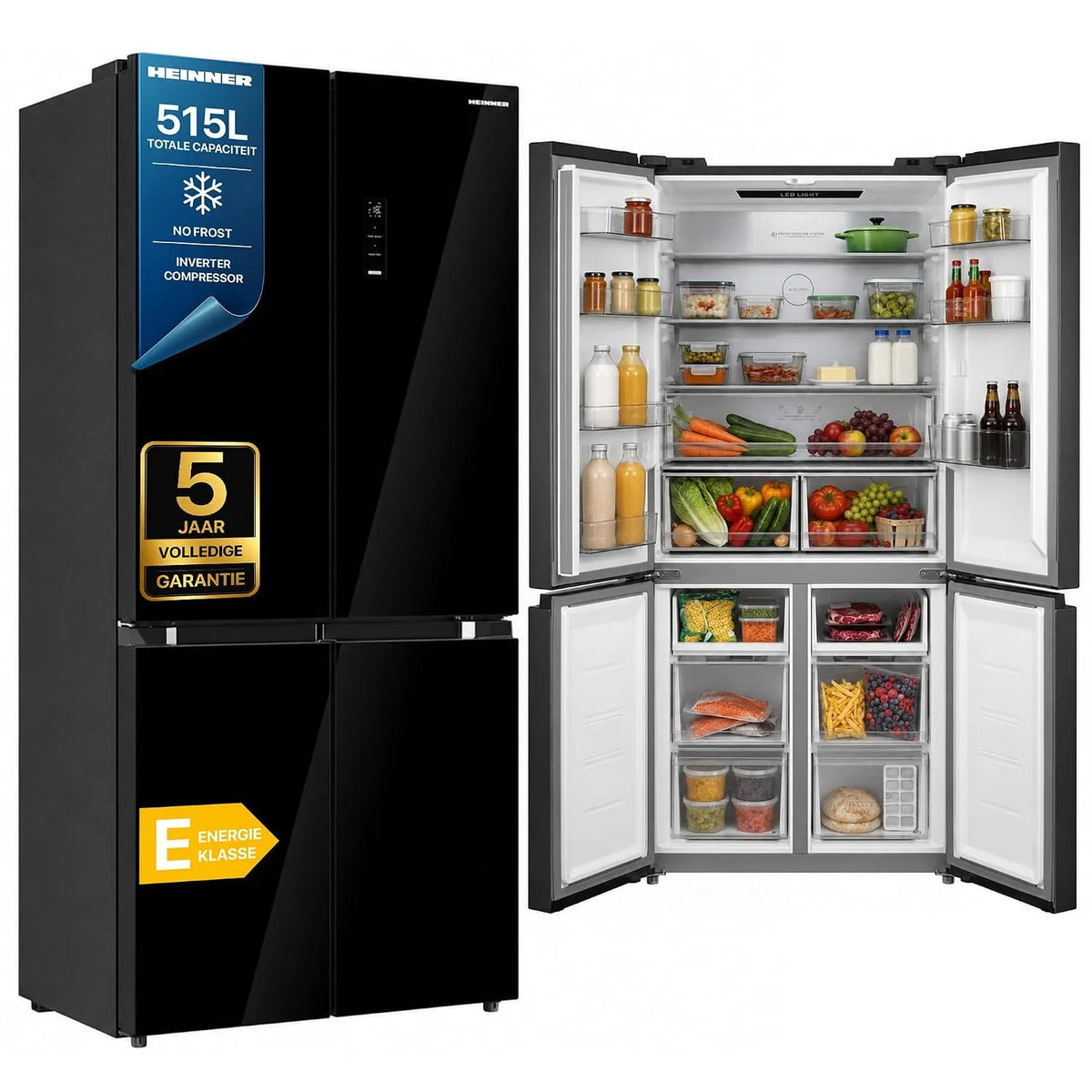 HSBS-M515MDINVHGBKE koelkast, No Frost, digitaal display, No Frost-technologie, invertermotor, ++ Amerikaanse, 515L Capaciteit, Inverter Compressor