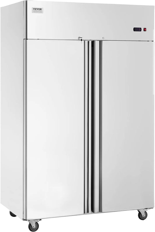 Vriezer, 1100 L, automatische werking, VEVOR Commerciële 1100 L, met 2 deuren, roestvrijstalen met automatische ontdooiing, 6 verstelbare planken