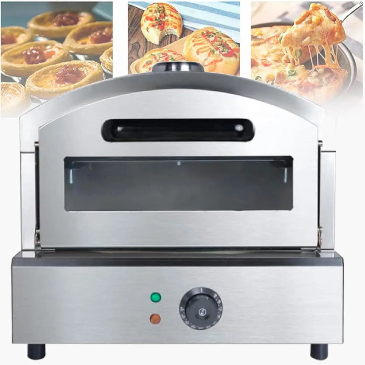 Pizzaoven, roestvrijstalen behuizing, Commerciële op het aanrecht, multifunctionele pizzafabrikant voor binnen, elektrische van roestvrij staal