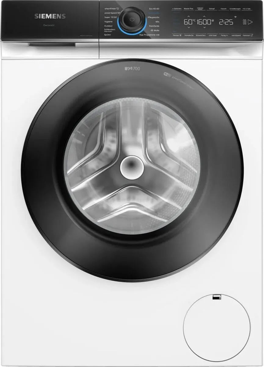 Siemens WG46B2071 wasmachine, Slimme 9 kg, Made in Germany, smartFinish strijkhulp, snel wassen met speedPack XL, mini-lading voor onderdelen