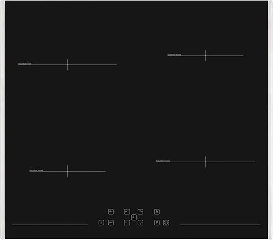 Sharp KH-6I19FT0K-EU inductiekookplaat, 60 cm, 4 zones, roestvrijstalen frame aan de zijkant