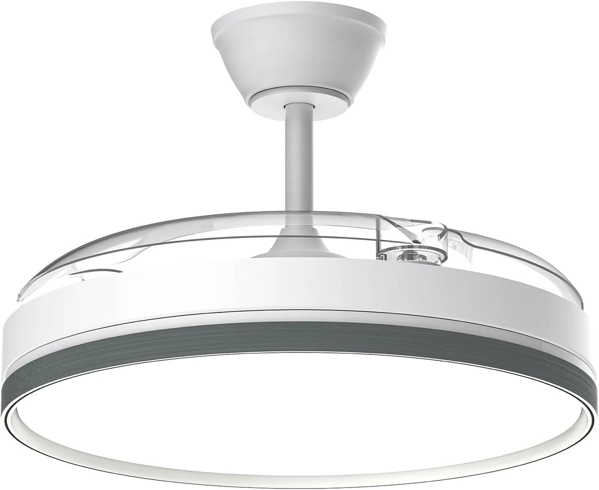 Plafondventilator, stille werking, Airwit Intrekbare met verlichting en afstandsbediening, lamp met 3 kleurtemperaturen, stille met licht