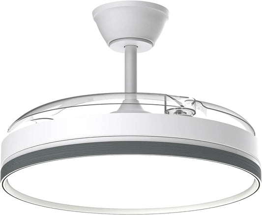 Plafondventilator, stille werking, Airwit Intrekbare met verlichting en afstandsbediening, lamp met 3 kleurtemperaturen, stille met licht