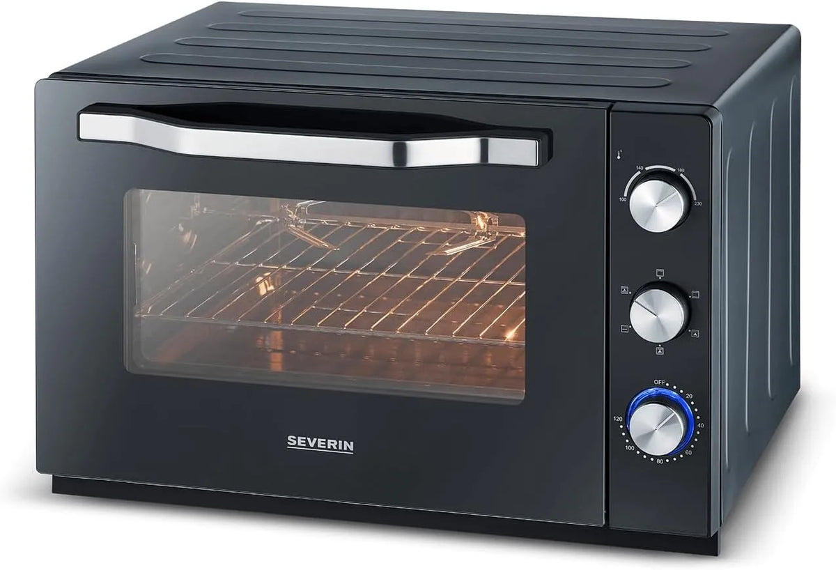 Severin TO 2073 elektrische oven, 2.200 W, draaispitfunctie, heteluchtfunctie, XXL Bak- en toastoven met heteluchtfunctie, oven met grillrooster