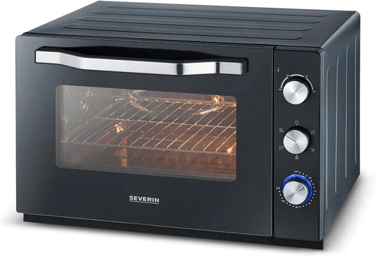 Severin TO 2073 elektrische oven, 2.200 W, draaispitfunctie, heteluchtfunctie, XXL Bak- en toastoven met heteluchtfunctie, oven met grillrooster