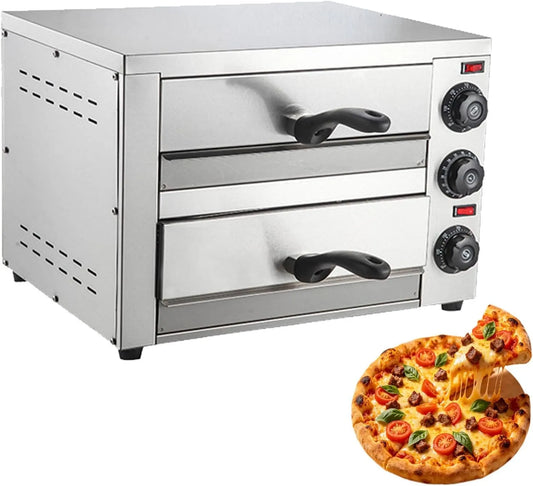 Elektrische oven, 35,6 cm, 16 inch, roestvrijstalen behuizing, Elektrische dubbele oven van roestvrij staal, voor restaurants