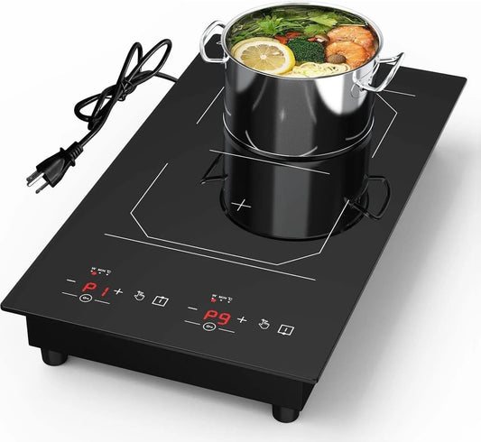 Elektrische oven, 110 V, 2300 W, ANHANE Elektrisch fornuis, 2 geïntegreerde branders, compatibel met magnetische fornuizen