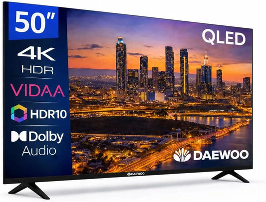 50VB56QV HDR10 Smart TV, 50 inch, Bluetooth-connectiviteit, Daewoo 50 inch QLED 4K UHD, Dolby Audio, frameloos design, serie 2026