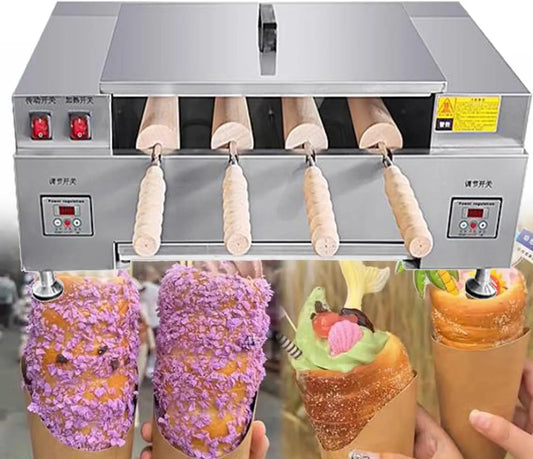 Elektrische oven, digitaal display, Schoorsteencake-rolovenmaker, elektrische ijshoorntjesovenmachine, schoorsteencake-machine commerciële oven