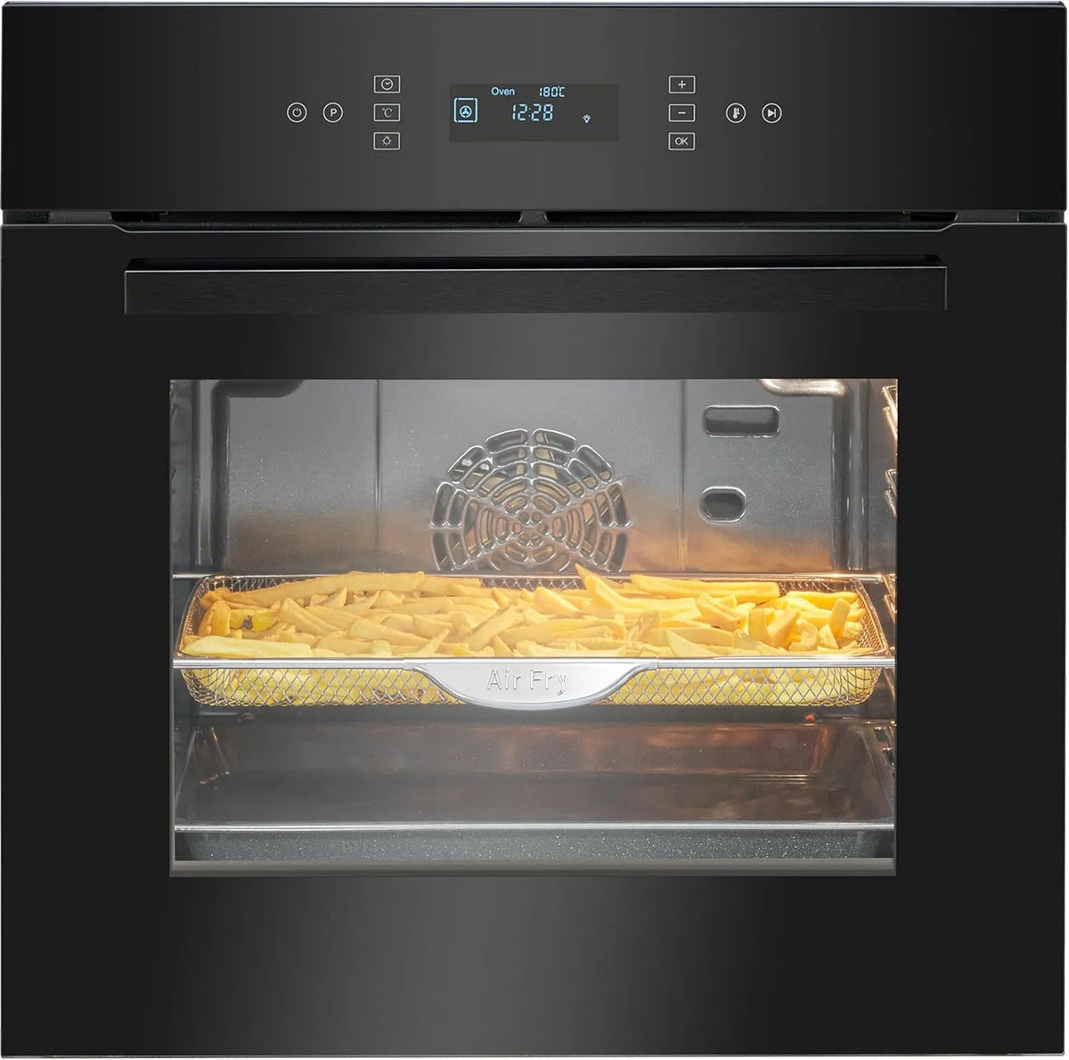 Bomann EBO 7912 elektrische oven, touchbediening, heteluchtfunctie, Inbouwoven met Pyrolyse, Hetelucht & Onderwarmte, Snel opwarmen, Zwart