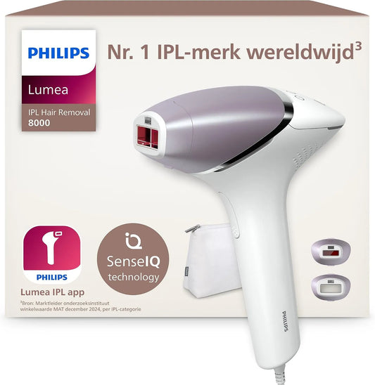 Philips Lumea 8000 BRI944/00 IPL-apparaat met SenseIQ, 2 opzetstukken voor lichaam en gezicht, gebruik met snoer