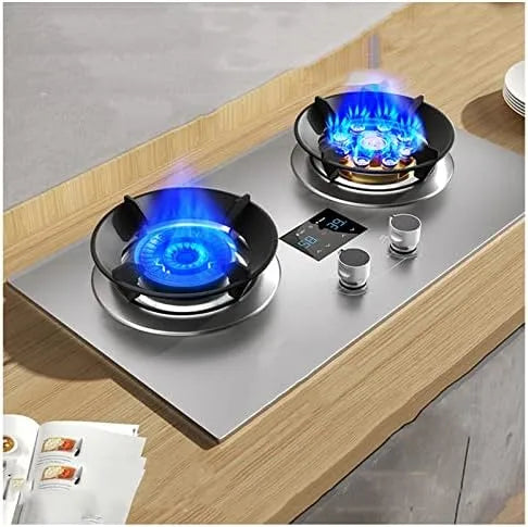 Gaskookplaat, draagbaar ontwerp, Draagbaar gasfornuis, 2-pits dual fuel fornuis voor kamperen, desktop of ingebouwd gebruik