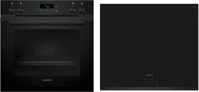 Siemens PQ212IAAB HE271ABB4 elektrische oven, 60 cm, 60 x 60 cm, timer, zelfreinigingsfunctie, iQ300 inbouwfornuisset, bestaande uit fornuis