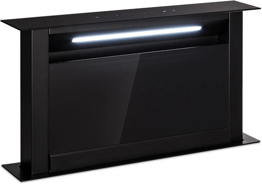 Klarstein afzuigkap, 90 cm, timer, stille werking, Downdraft 90 cm, Uitschuifbare Afvoer/Recirculatie, 714 m3/u met Boost-modus