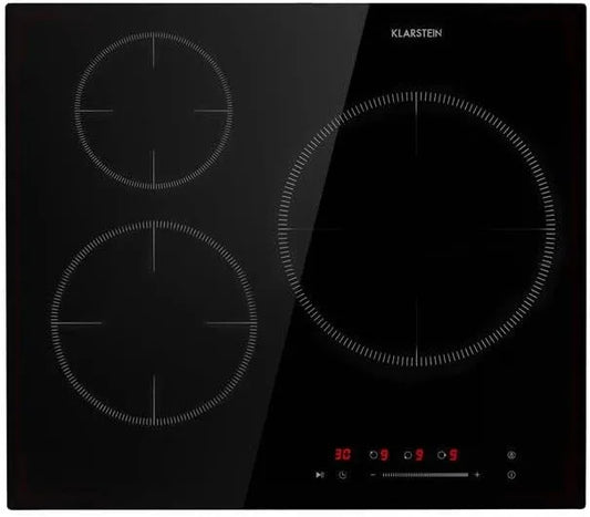 Klarstein inductiekookplaat, digitaal display, timer, glaskeramische kookplaat, met 3 platen, met touch-display, digitaal display en timerfunctie