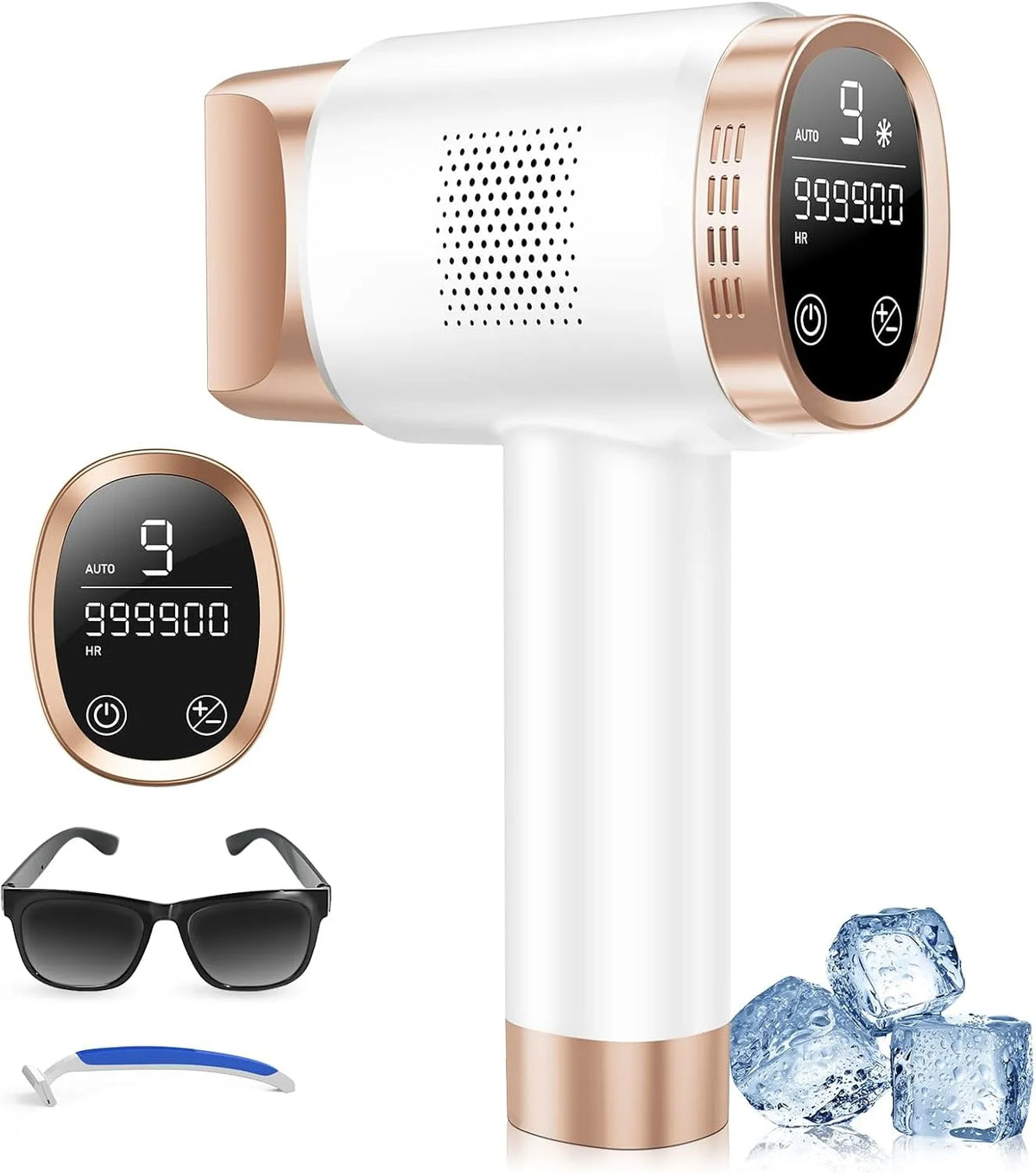 IPL-ontharingsapparaat, 9 standen, touchbediening, digitaal display, 21J IPL apparaten ontharing met 8 °C ijskoelsysteem, laser ontharing