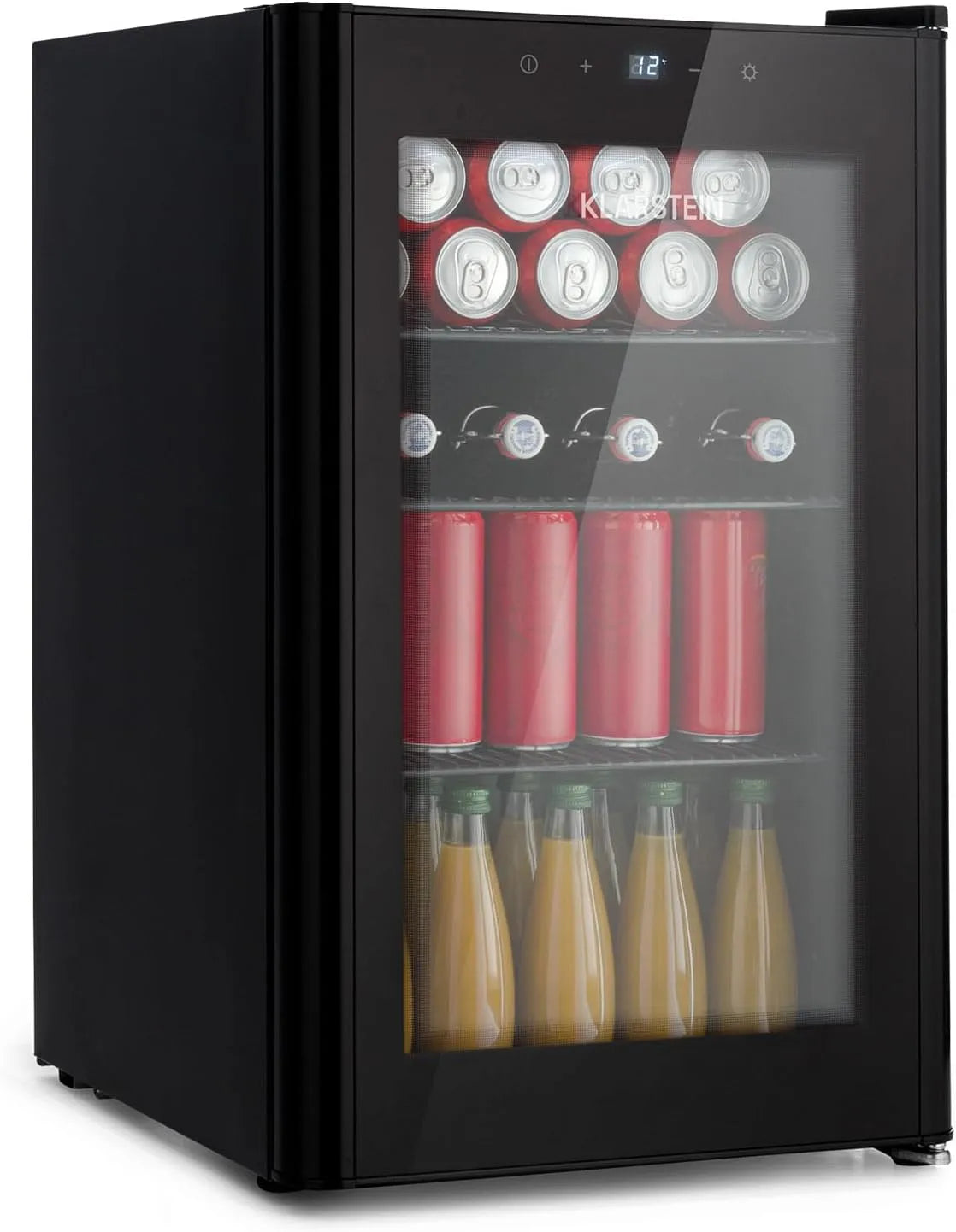 Klarstein minikoelkast, 3 Planken, Glazen deur, Binnen/Buiten, Mini Fridge Kleine Koelkast Hotelkoelkast Drankkoeler Compact