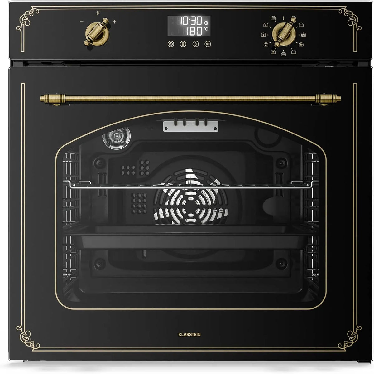 Klarstein elektrische oven, 60 cm, 11 standen, Victoria Pyro 60 cm, 76 liter inbouwoven, retro design, pyrolytische reiniging