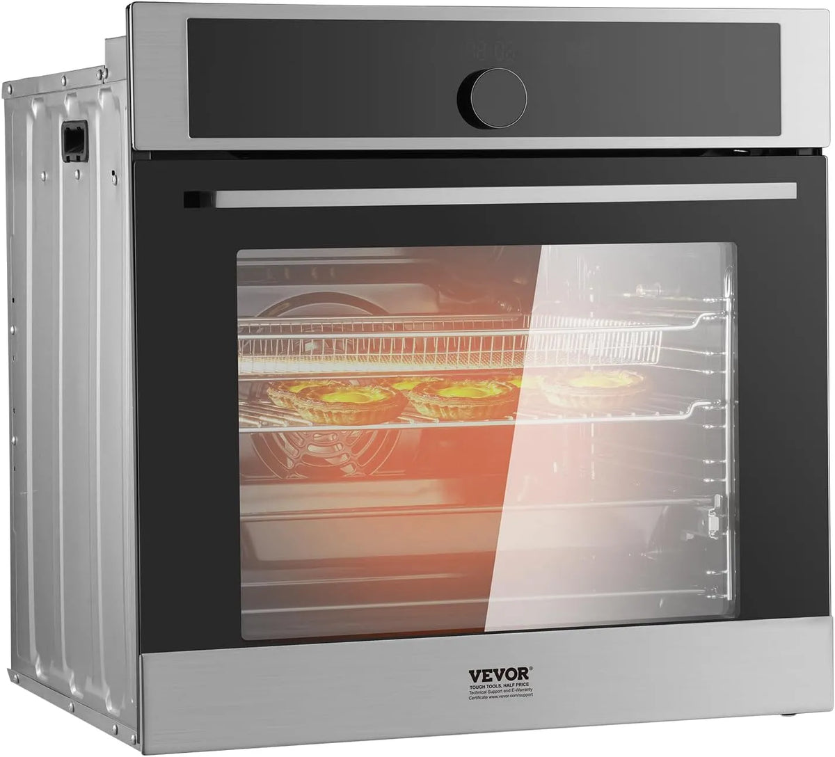 Elektrische oven, 3550 W, 59,5 cm, VEVOR Inbouwoven, snel opwarmen bij 200 °C in 5 minuten, met rooster en bakplaat voor restaurant