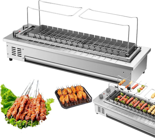 Elektrische oven, 3400 W, Commerciële met 16 spiesen, 3400 W rookloze grill met instelbare temperatuur